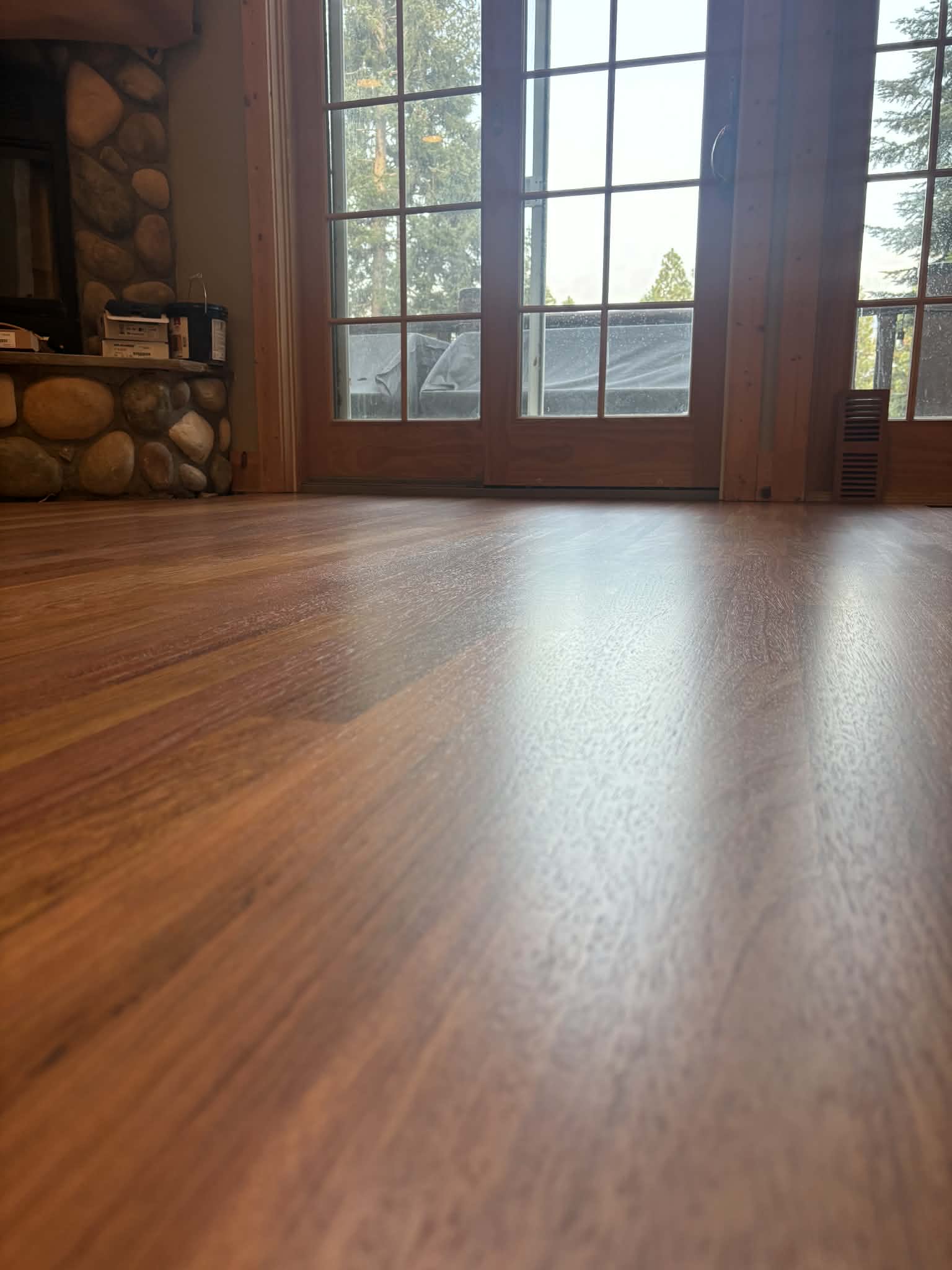 Brazilian cherry sanded and refinished with satin finish