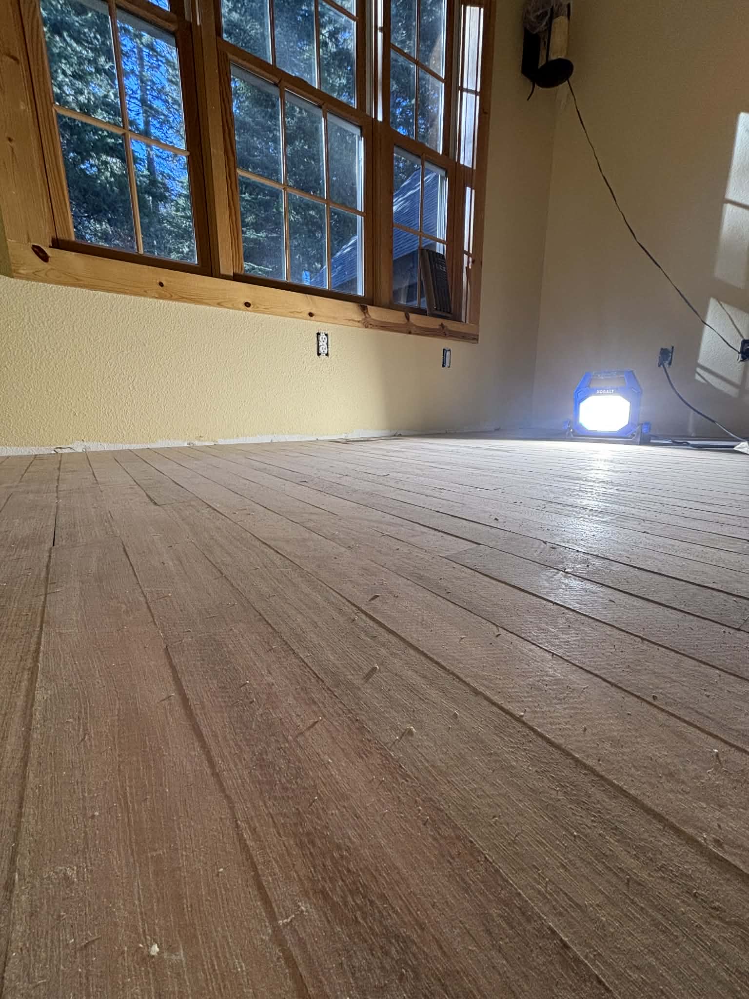 Raw Brazilian cherry floor before refinishing